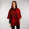 Belted Tweed Cape Shawl Red & Black Check