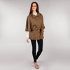 Belted Tweed Cape Shawl Brown & Purple Windowpane Full