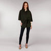 Belted Tweed Cape - Green Full