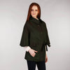 Belted Tweed Cape - Green Front Side