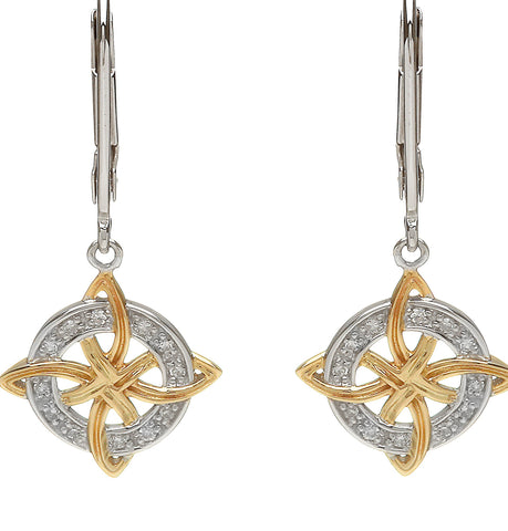 House of Lor - Celtic Knot Earrings with Circular Diamond Front 