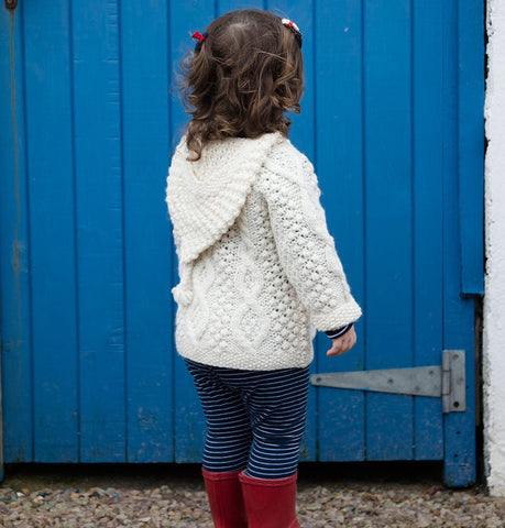 Kids Unisex Handknit Aran Sweater Natural