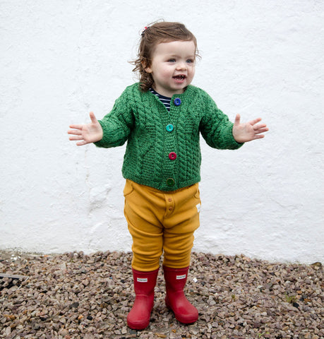 Kids Unisex Aran Cardigan with Colourful Buttons