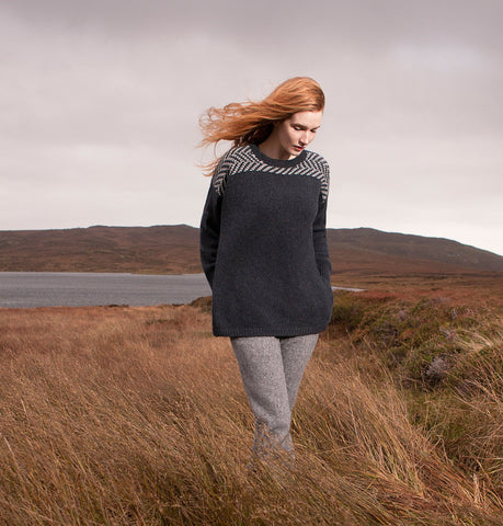 Fisherman Out of Ireland Herringbone Pattern Aran Sweater