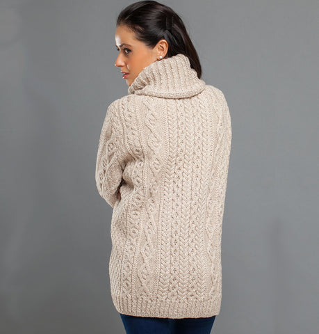 Aran Cardigan with Patch Pockets - Oatmeal