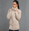 Aran Cardigan with Patch Pockets - Oatmeal Detail