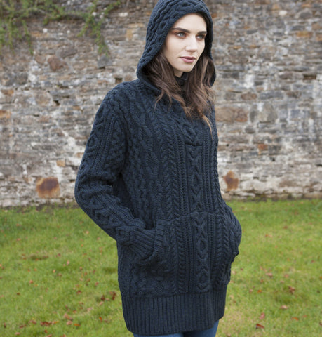 Aran Sweater with Hoodie - Blackwatch Front