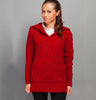 Aran Sweater with Hoodie - Red Front