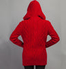 Aran Sweater with Hoodie - Red Back