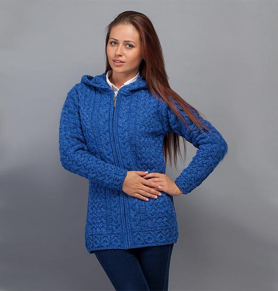 Aran Cardigan with Hood Front