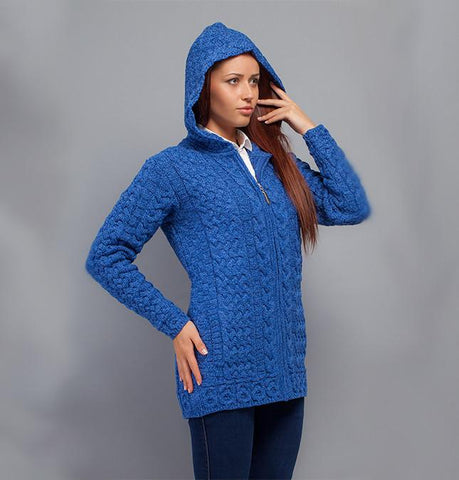 Aran Cardigan with Hood Front