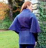 Belted Tweed Cape - Blue Houndstooth 