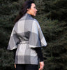 Belted Tweed Cape - Grey Check Back