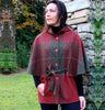 Belted Tweed Cape - Red Houndstooth