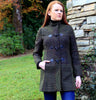 Tweed Duffle Coat - Green Check Houndstooth Front 