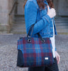 Navy & Red Check Emily Handbag Details