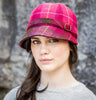 Ladies Flapper Cap - Pink Check Front 