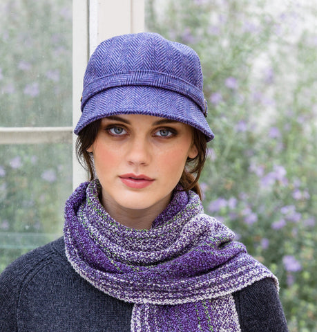 Ladies Flapper Cap - Lilac Herringbone Front