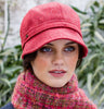 Ladies Flapper Cap - Red Herringbone Side