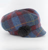 Ladies Newsboy Cap - Navy & Red Check