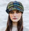 Ladies Newsboy Cap - Green & Blue Check Front