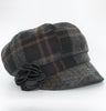 Ladies Newsboy Cap - Black & Grey Check