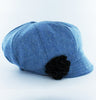 Ladies Newsboy Cap - Light Blue Herringbone 