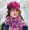 Ladies Newsboy Cap - Pink Check Side