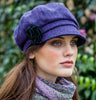 Ladies Newsboy Cap - Purple Herringbone Side