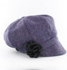 Ladies Newsboy Cap - Purple Herringbone Details