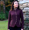 Ladies Tweed Jacket with Curve - Wine & Beige Windowpane Front