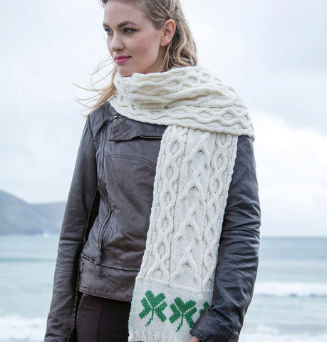 Unisex Shamrock Aran Knit Scarf