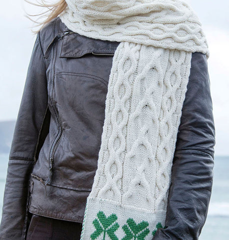 Unisex Shamrock Aran Knit Scarf