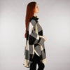 Ladies Tweed Cape - Black and Cream Check Side