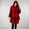 Ladies Tweed Cape Shawl Red Check Front