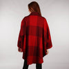 Ladies Tweed Cape Shawl Red Check Back