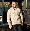 Traditional Aran Cardigan with Zip Details