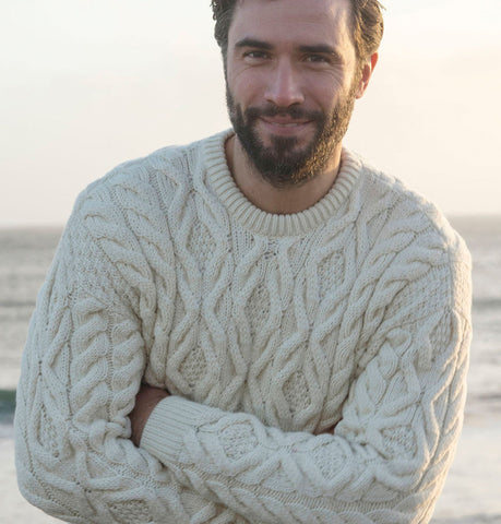 Supersoft Traditional Crew Neck Aran Sweater