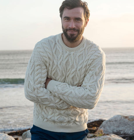 Supersoft Traditional Crew Neck Aran Sweater