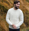 Hand Knit Crew Neck Aran Sweater Natural