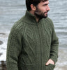 Hand Knit Aran Cardigan with Zip Details