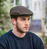 Traditional Flat Cap - Brown Herringbone with Red Side