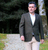 Classic Gents Donegal Tweed Sports Jacket - Green & Pink Windowpane Front 