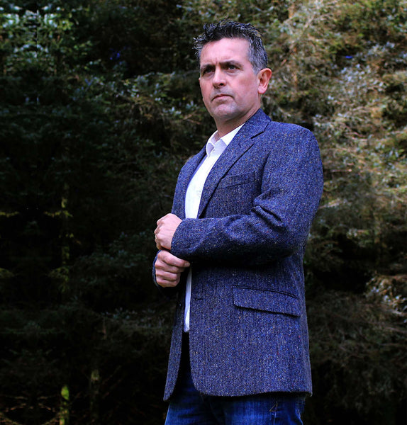 Classic Gents Donegal Tweed Sports Jacket - Navy Salt & Pepper 