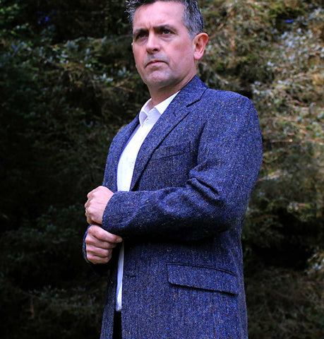 Classic Gents Donegal Tweed Sports Jacket - Navy Salt & Pepper 