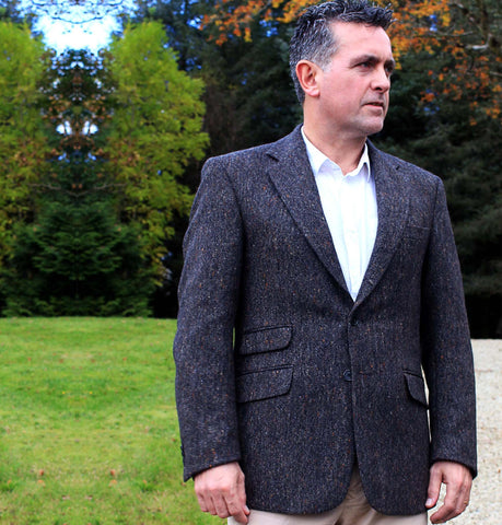 Classic Gents Donegal Tweed Sports Jacket - Grey Salt and Pepper Front 