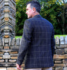 Classic Gents Donegal Tweed Sports Jacket - Grey & Beige Windowpane Back