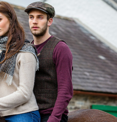 Mens Tweed Vest - Brown Front