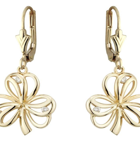 Diamond Shamrock Earrings - Yellow Gold