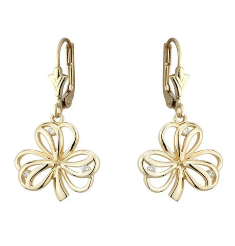 Diamond Shamrock Earrings - Yellow Gold